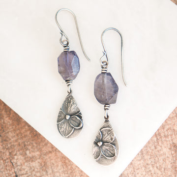 Purple Iolite Hydrangea Dangle Earrings no.3