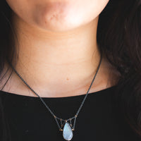 Rainbow Moonstone Suspension Necklace