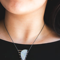 Semi Circle Rainbow Moonstone Necklace