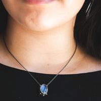 14k Rainbow Moonstone Under Quartz Necklace