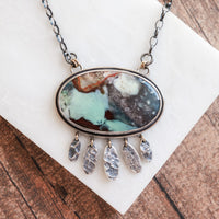 Opal Wood, Aquamarine 18k Fringe Lunar Necklace