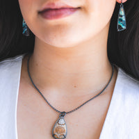 Opal Wood Long Dark Vein Earrings