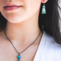 Opal Wood & Aqua Chalcedony Necklace