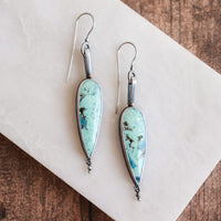 Opal Wood 18k DuoDot Dangle Earrings