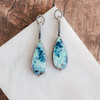 Opal Wood 18k Oval Drop Earrings