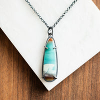 Opalized Wood Small Teardrop Necklace - The Artisan's Bench