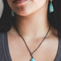 Opal Wood, Peridot, 18k Balance Earrings