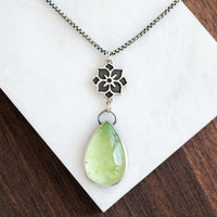 Prehnite Pear Meraki Necklace no.1
