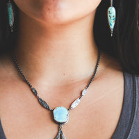 Kazakhstan Turquoise, Peridot 18k Sprout Necklace