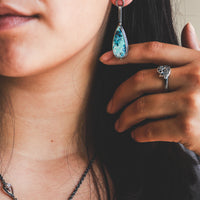 Opal Wood 18k Oval Drop Earrings