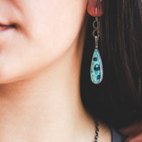 Opal Wood 18k Double Oval Drop Earrings