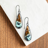 Opalized Wood Teardrop Earrings - The Artisan's Bench