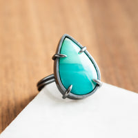 Size 8.5 | Opalized Wood Teardrop Ring - The Artisan's Bench