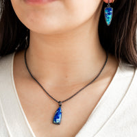 Bluebird Azurite Small Triangle Necklace - The Artisan's Bench
