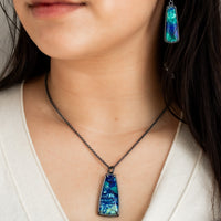 Bluebird Azurite Large Trapezoid Necklace - The Artisan's Bench