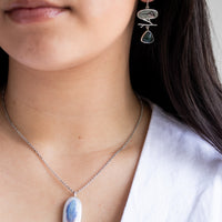 Oval Blue Feather Necklace