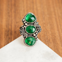 Size 8.75 | Green Aventurine Triple Floral Ring