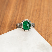 Size 8.5 | Green Aventurine Floral Ring
