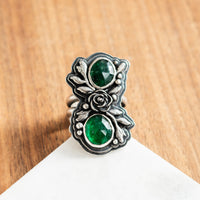 Size 7.5 | Green Aventurine Double Floral Ring