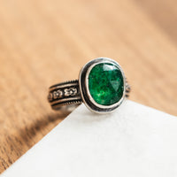 Size 7.25 | Green Aventurine Floral Ring