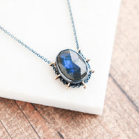 Faceted Labradorite 14k Oval Path Necklace no.1