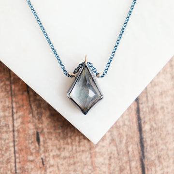 Sapphire Under Quartz 14k Necklace no.1