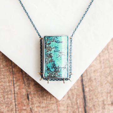 Hubei Turquoise Domed Rectangle Necklace