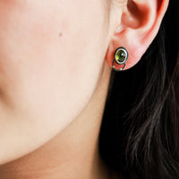 Peridot Tiny Hoop Stud Earrings