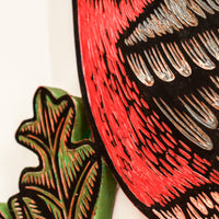 Robin on Branch 12x13 | Painted Wood Carving