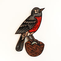 Robin on Nest 10x14 | Painted Wood Carving