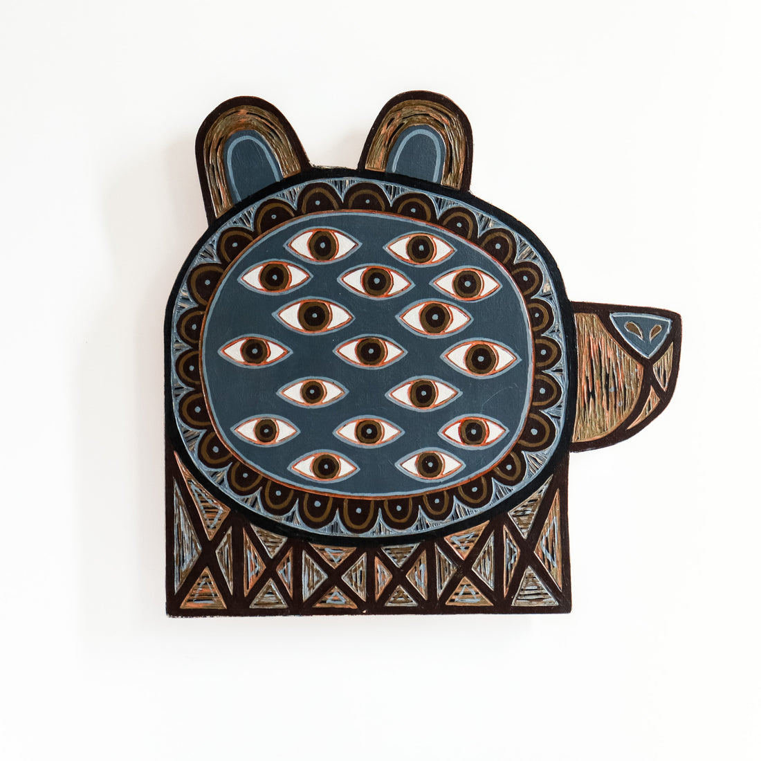 Bear Head (w/ Eyes) 14x14 | Painted Wood Carving