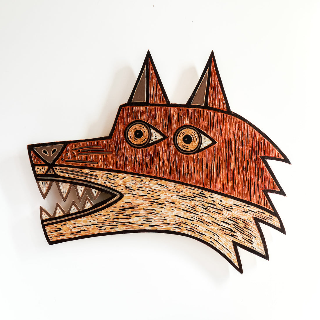 Fox Head 15x22 | Painted Wood Carving