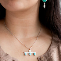 Chilean Turquoise & Pearl Earrings no.2