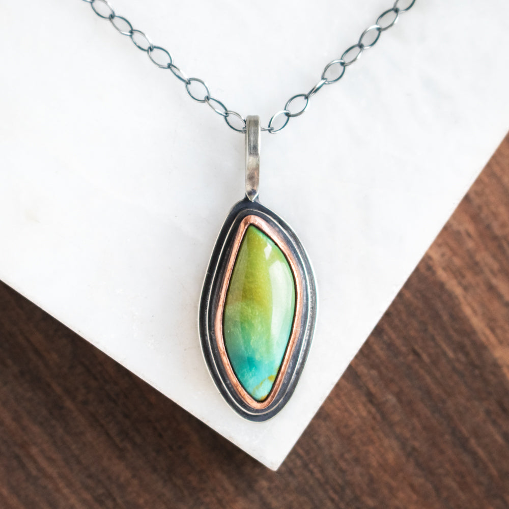 Chinese Turquoise Olive Copper Necklace