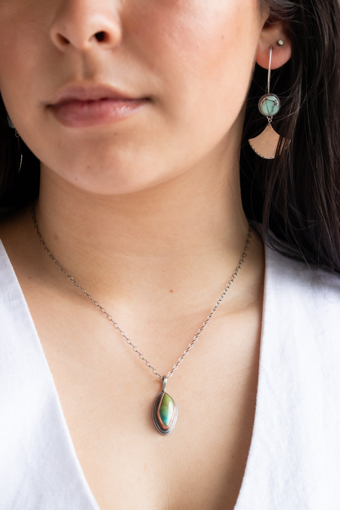 Chinese Turquoise Olive Copper Necklace