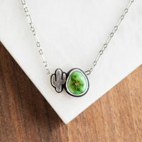 Sonoran Gold Turquoise with Cactus Necklace