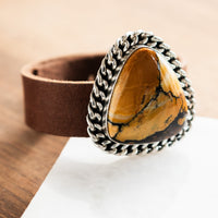 Dark Moon Hubei Turquoise Adjustable Leather Cuff