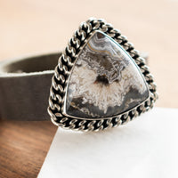 Crazy Lace Agate Adjustable Leather Cuff