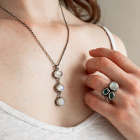 Size 8 | Double Kyanite Moonstone Ring no.1