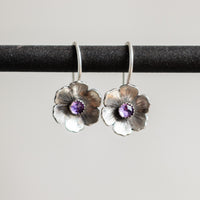 Mini Silver Amethyst Flower Earrings