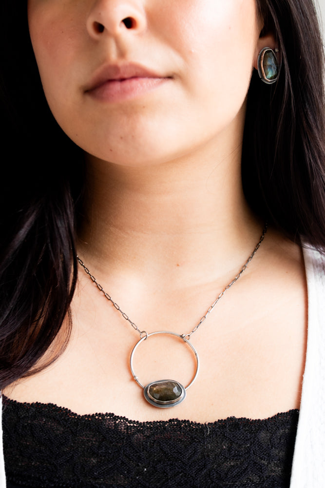 Labradorite Hoop Necklace