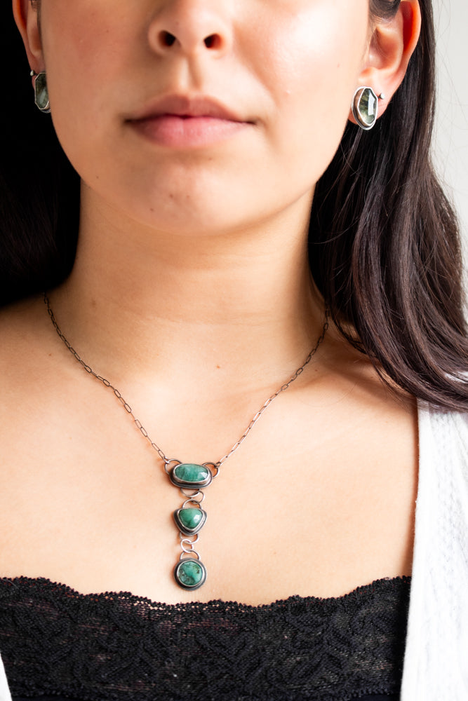 Emerald Triple Stone Necklace