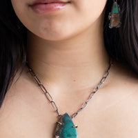 Opalized Wood Mixed Metal Lace Earrings