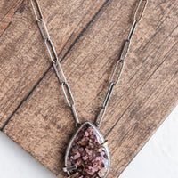 Opalized Wood Necklace w/Handcrafted Chain