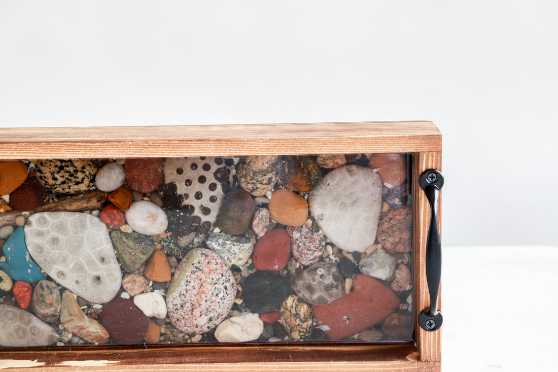 5x16 Rectangle Tray in Natural | Michigan Stones in Resin