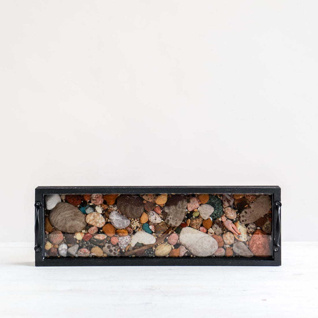 5x16 Rectangle Tray in Black | Michigan Stones in Resin