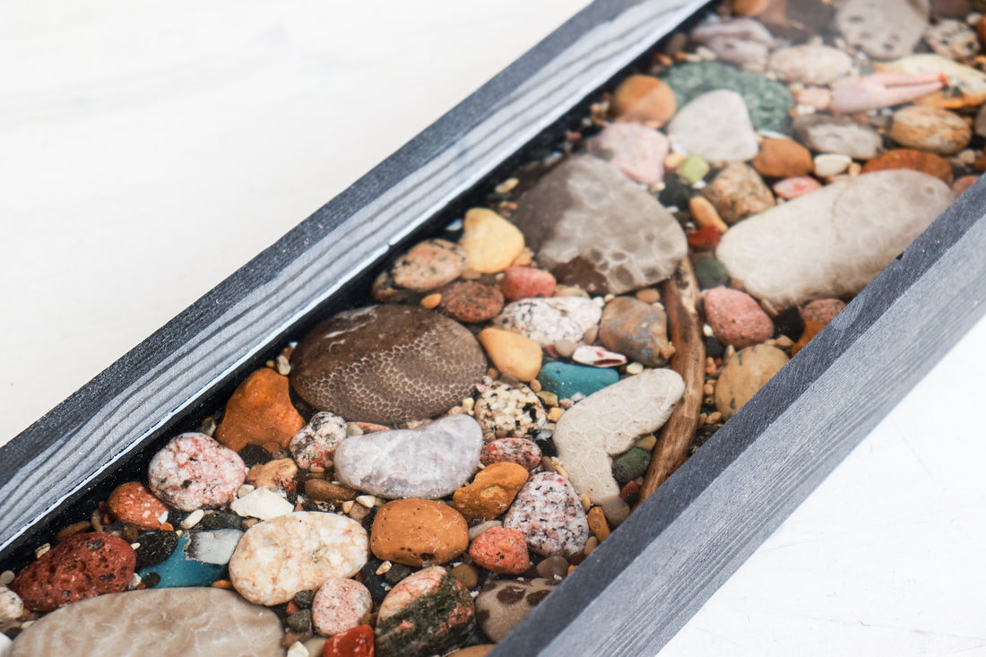 5x16 Rectangle Tray in Black | Michigan Stones in Resin