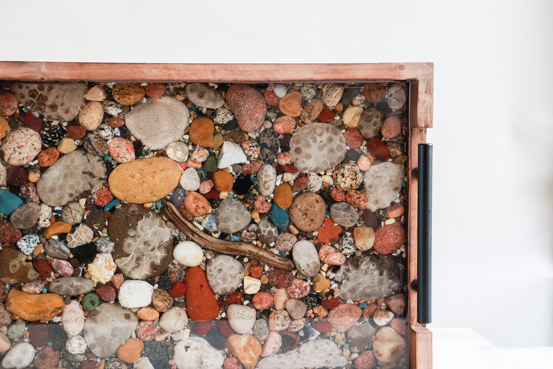 11x15 Rectangle Tray | Michigan Stones in Resin