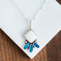White Buffalo Triple Boulder Opal Necklace