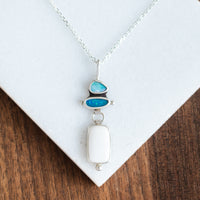 White Buffalo & Boulder Opal Vertical Necklace